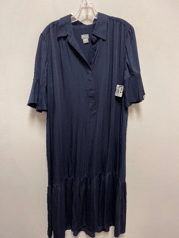 Dress Casual Maxi By Chicos In Navy, Size: Xl