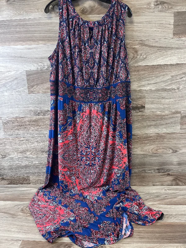 Dress Casual Maxi By Clothes Mentor In Blue & Orange, Size: 3x