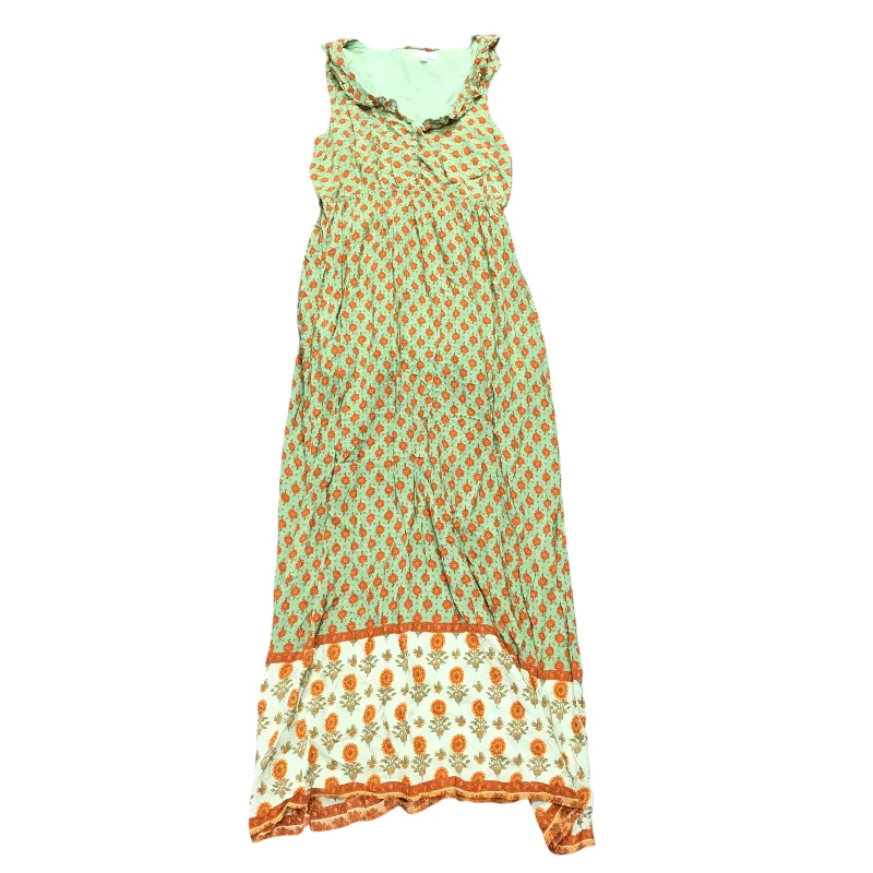 Dress Casual Maxi By Mittoshop In Green & Orange, Size: L