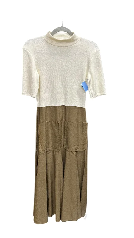 Dress Casual Maxi By Zara In Cream & Green, Size: S