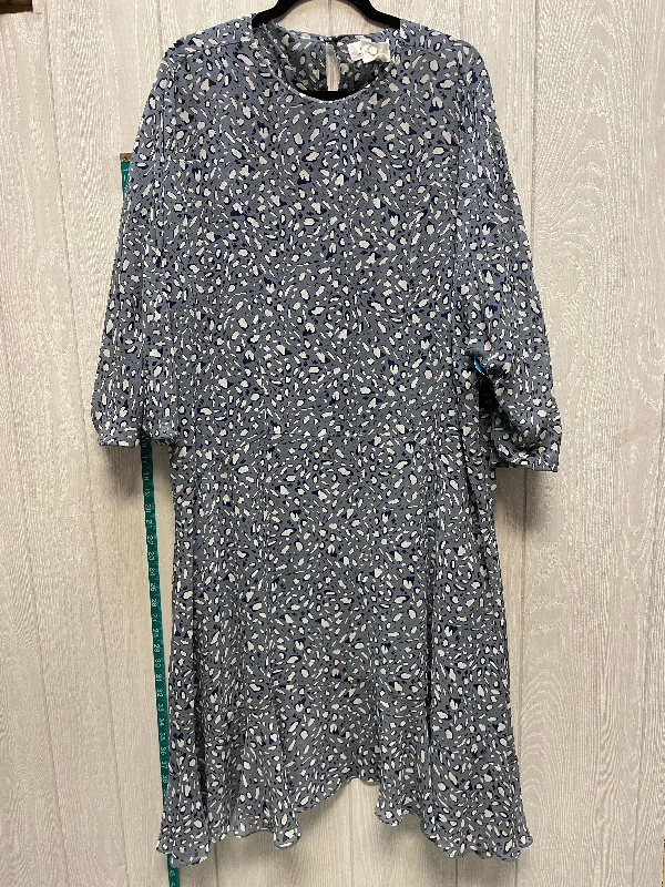 Dress Casual Midi By Anthropologie In Blue & White, Size: M