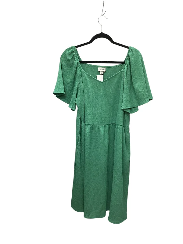 Dress Casual Midi By Ava & Viv In Green, Size: 1x