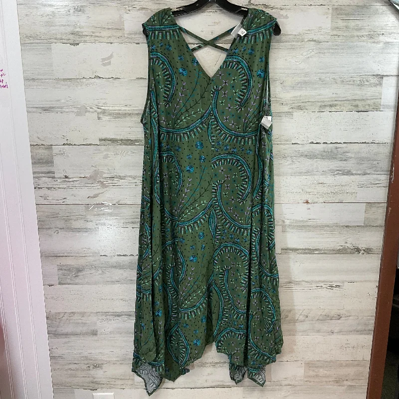 Dress Casual Midi By Ava & Viv In Green, Size: 2x