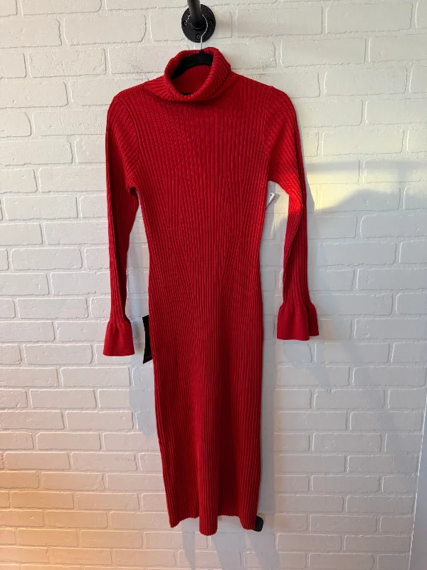 Dress Casual Midi By Bebe In Red, Size: L