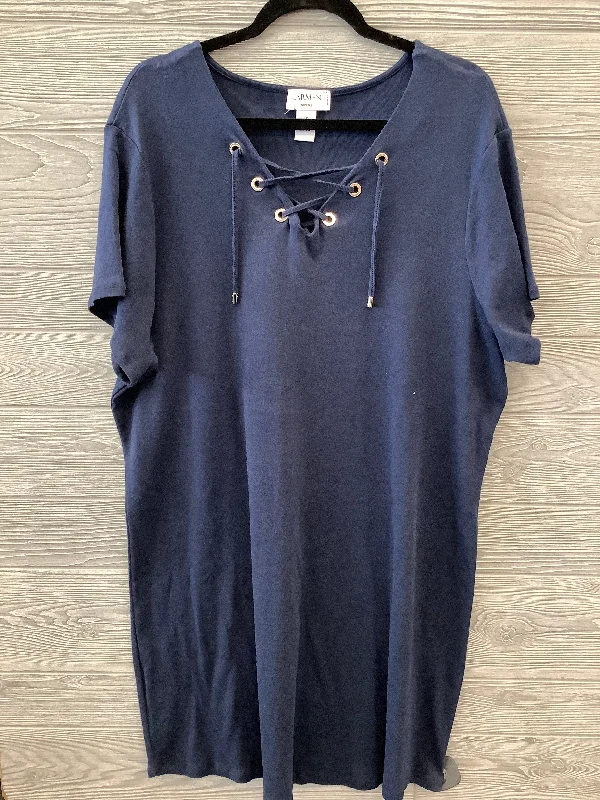 Dress Casual Midi By Carmen By Carmen Marc Valvo In Navy, Size: 1x