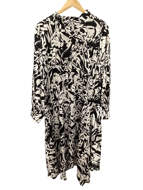 Dress Casual Midi By Clothes Mentor In Black & Cream, Size: 1x