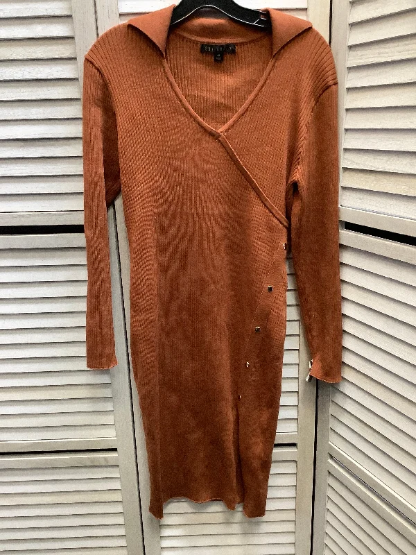 Dress Casual Midi By Say What In Brown, Size: 1x