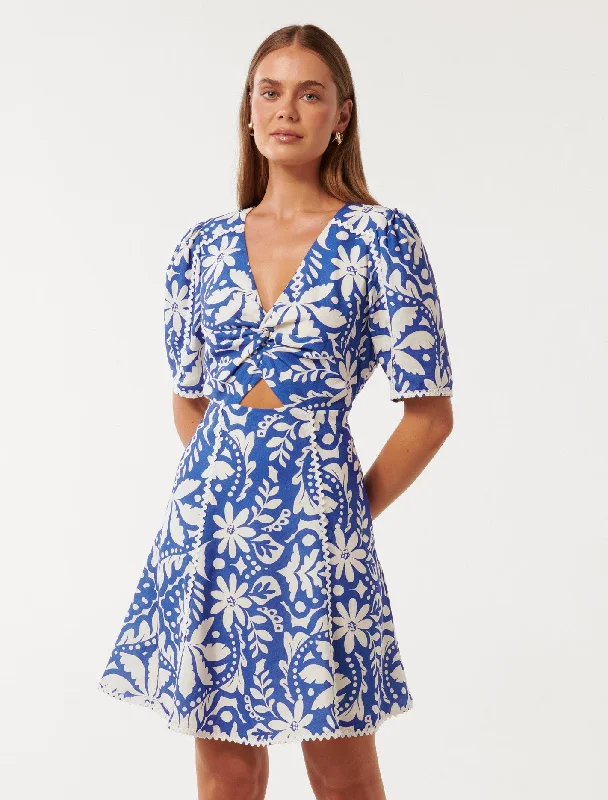 Maria Printed Trim Mini Dress