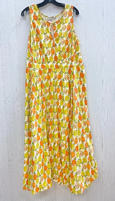 Orange & Yellow Dress Casual Maxi Eshakti, Size 2x