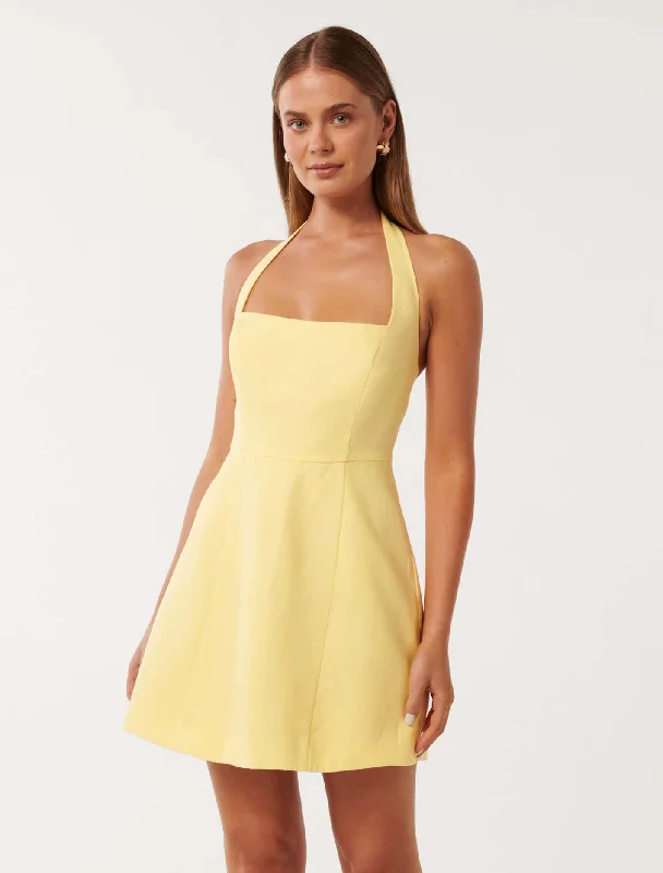 Stevie Halter Neck Linen Mini Dress