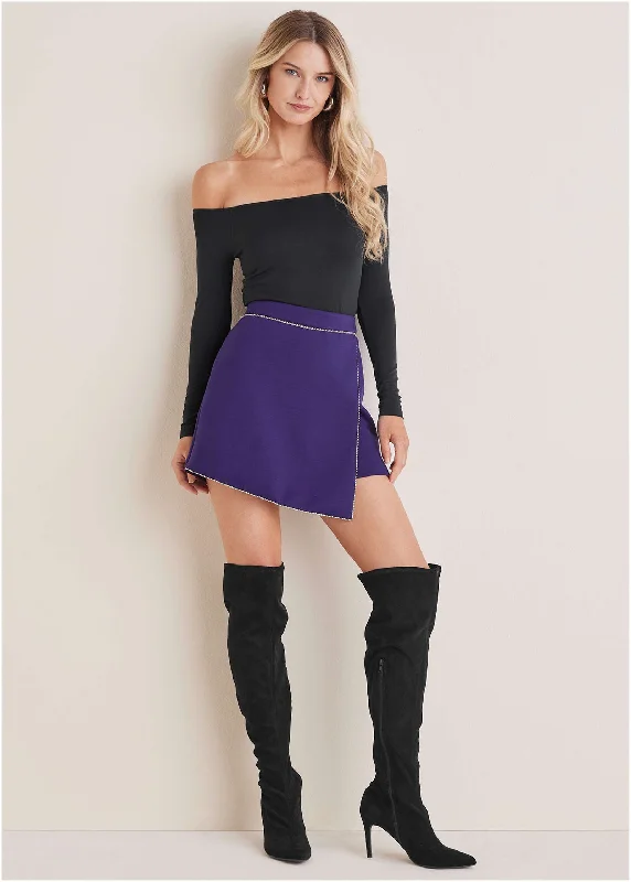 Rhinestone Scuba Mini Skort - Violet Indigo